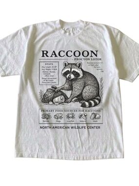 Gildan White Raccoon Graphic Tee